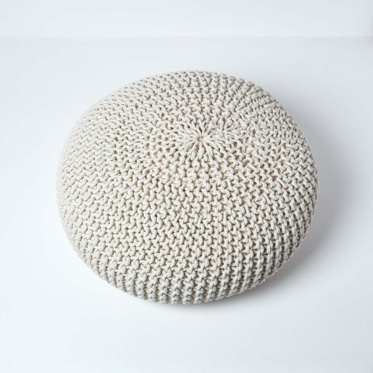 STRICK-POUF natur, Bodenkissen rund 70/70/23 cm - Naturfarben, Textil (70/23/70cm) - Homescapes