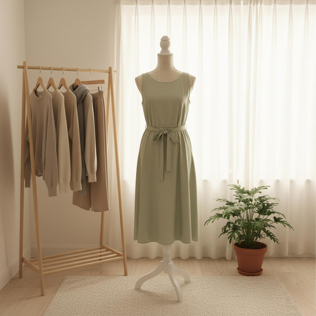 SCHNEIDERPUPPE - Beige, Holz/Kunststoff (41/167/34cm) - Relaxdays