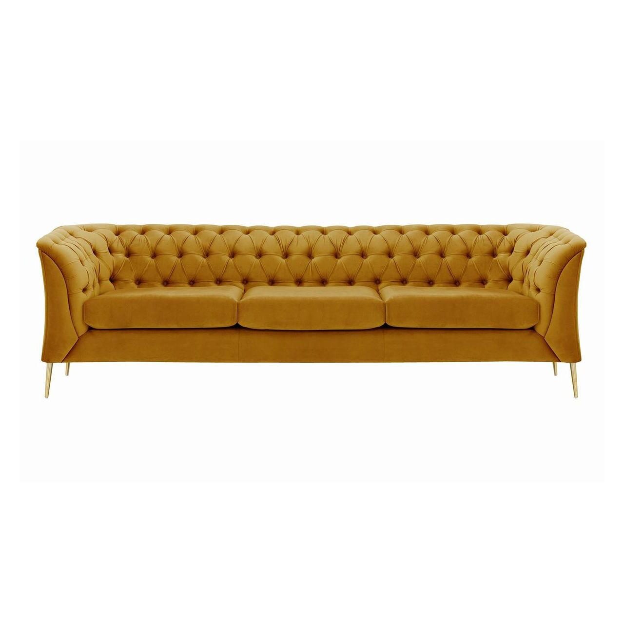 DREISITZER-SOFA Chesterfield Modern-Velluto 8 - Gelb, Holz/Textil (248/74/80cm)