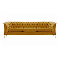 DREISITZER-SOFA Chesterfield Modern-Velluto 8 - Gelb, Holz/Textil (248/74/80cm)