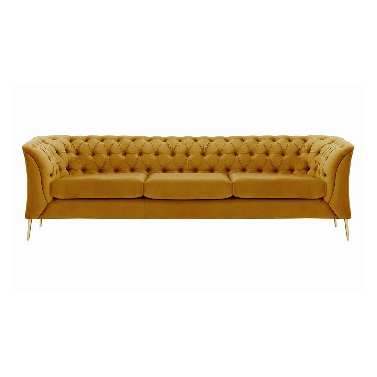 DREISITZER-SOFA Chesterfield Modern-Velluto 8 - Gelb, Holz/Textil (248/74/80cm)
