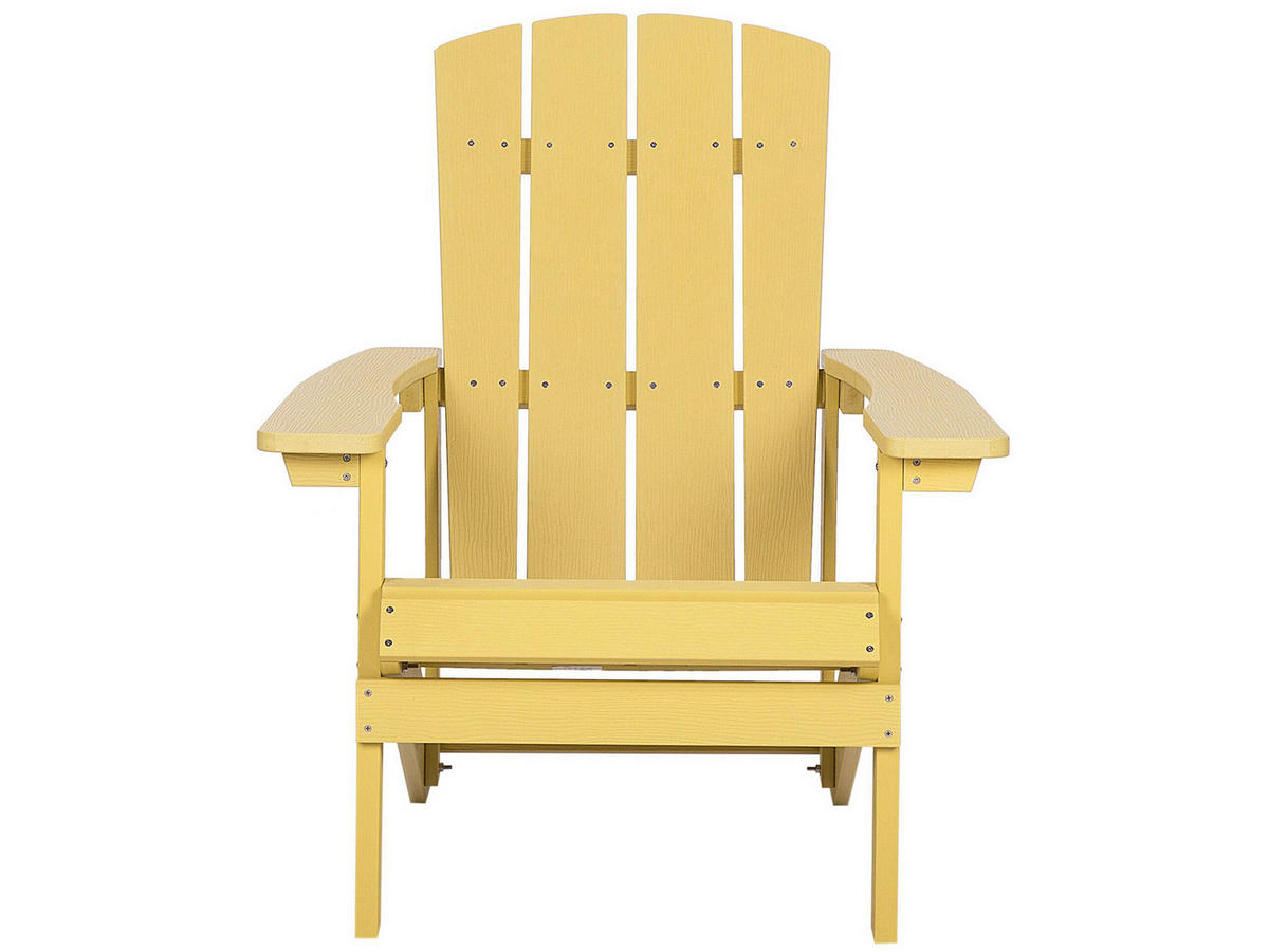 GARTENSTUHL mit Fußhocker Kunstholz gelb Adirondack - Goldfarben, Kunststoff (75/88/88cm) - Beliani