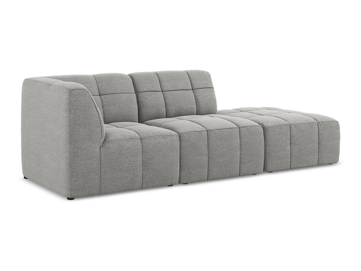 ECKSOFA Rechts Bouclé Stoff Grau - Hellgrau/Schwarz, Holzwerkstoff/Kunststoff (240/90cm) - Makamii