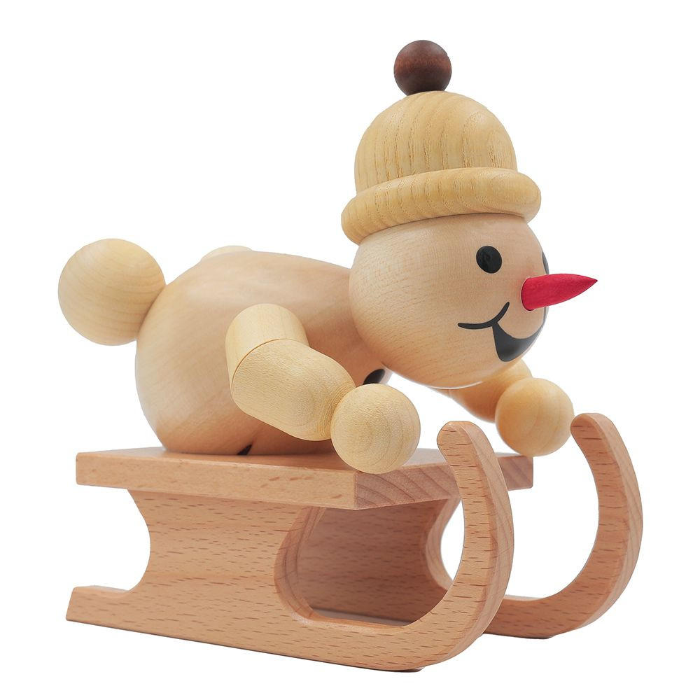 HOLZFIGUR Schneemann Junior Rennschlittenfahrer 13 cm - Multicolor, Holz (14/14/0.1cm)