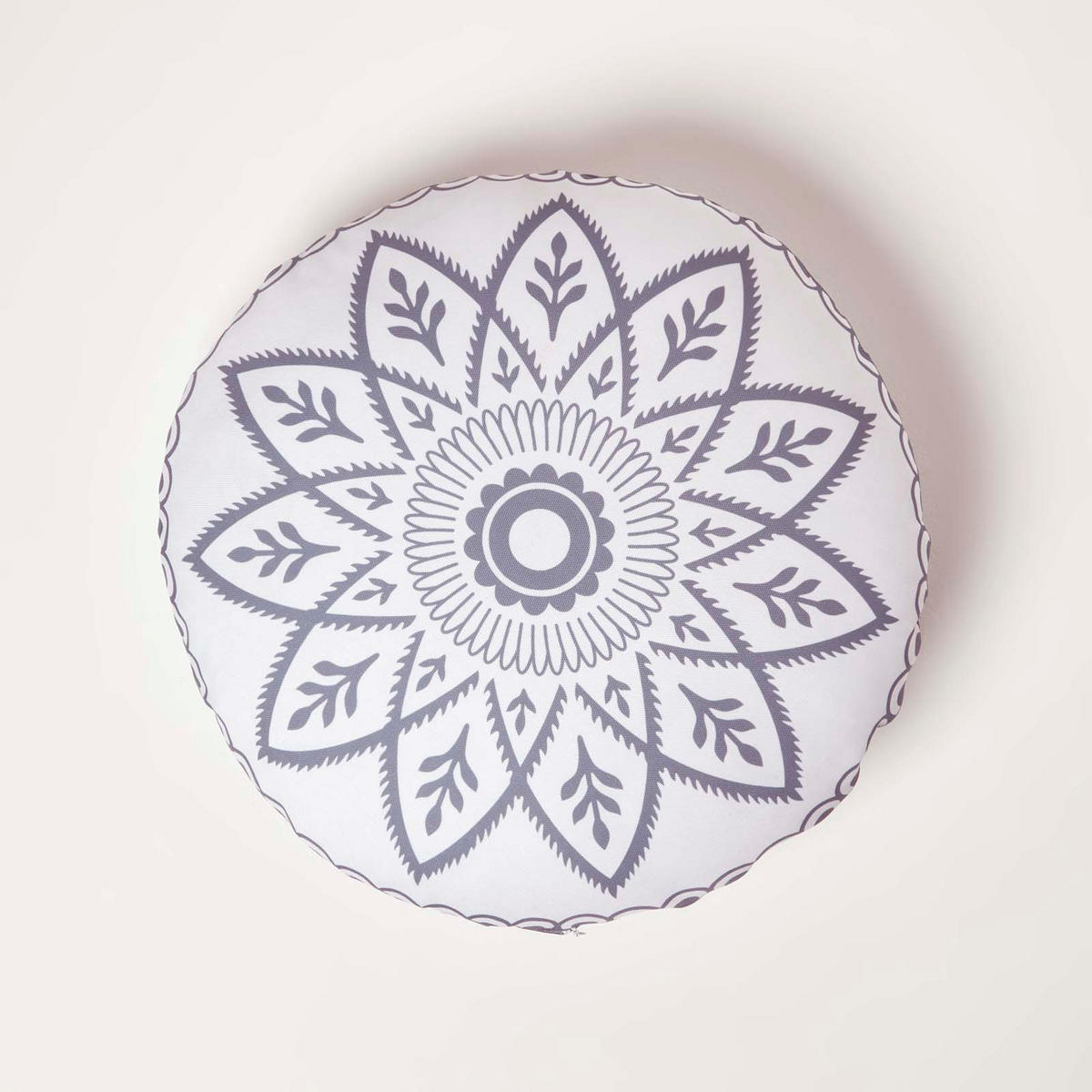 OUTDOOR-KISSEN HENNA rund 2er-Set 40 cm – Mandala-Muster - Grau, Textil (40/40cm) - Homescapes