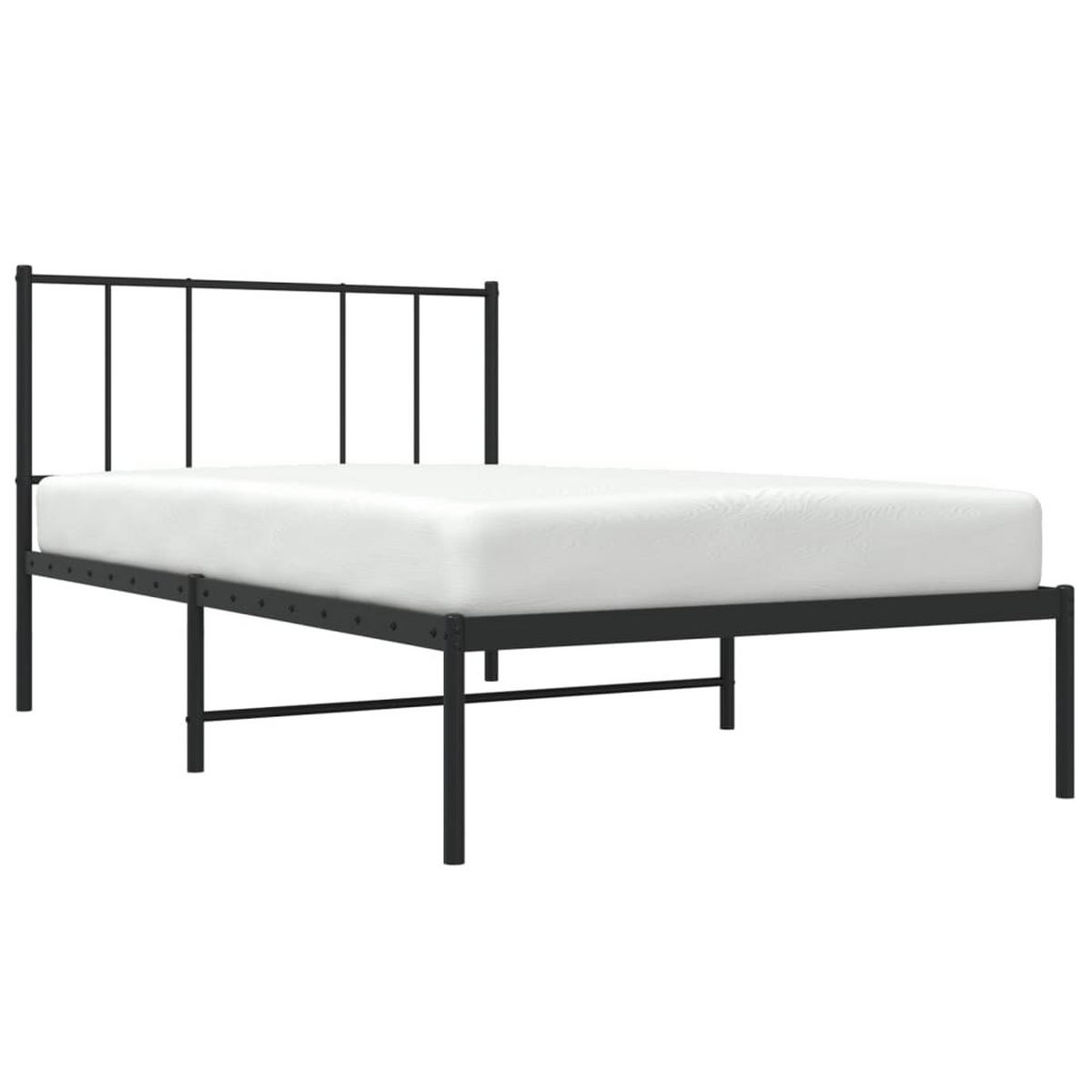 BETTGESTELL Mit Kopfteil Metall Schwarz 90/200 Cm - Schwarz, Metall (90/200cm) - vidaXL
