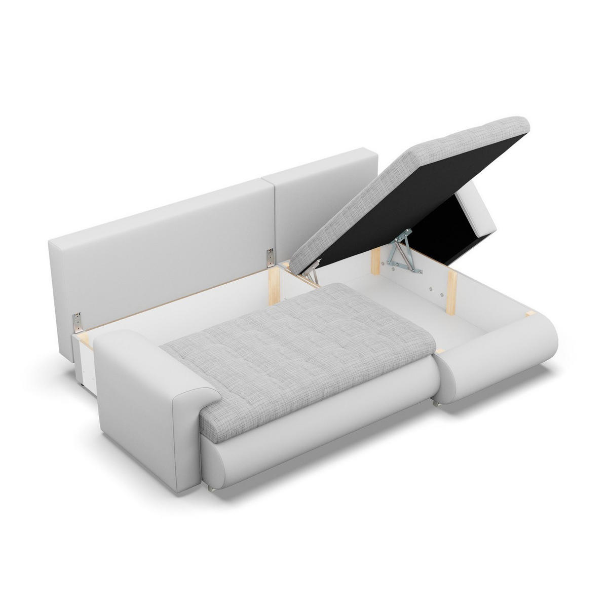ECKSOFA RECHTS MIT SCHLAFFUNKTION FORESTA, Grau + Grau - Hellgrau/Grau, Textil (230/159cm) - Mebligo