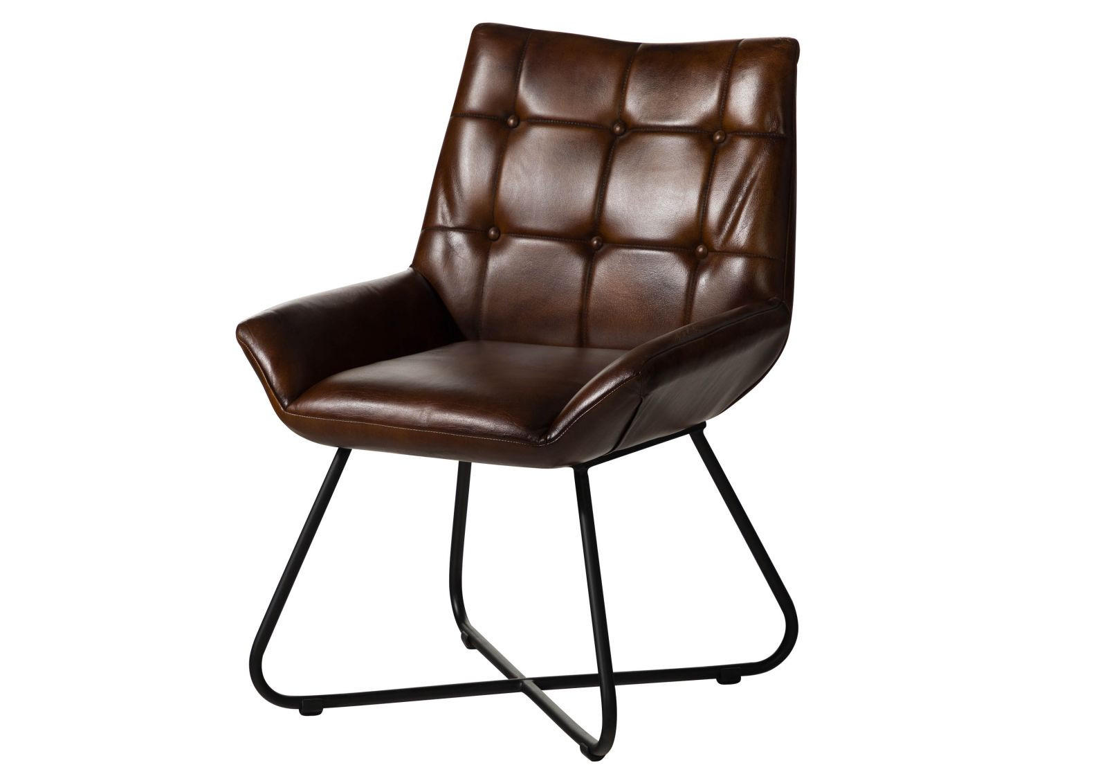 STUHL Echtleder (Büffel) 61 x 65 x 89 cm braun IRON LABEL #113 - Braun, Leder (61/89/65cm) - Massivmoebel24