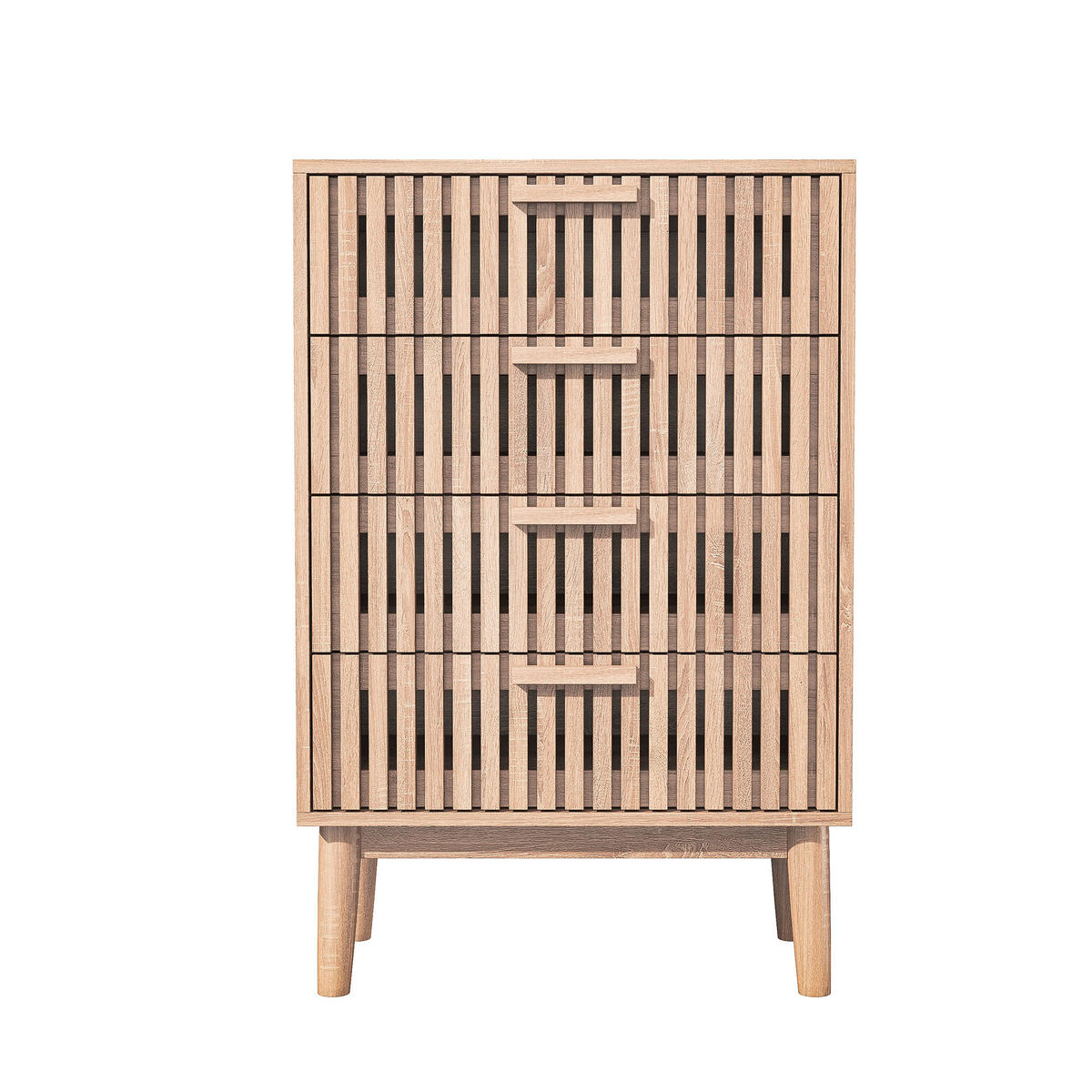 KOMODA so 4 zásuvkami, prírodné drevo, zvislé drážky, priestranná, robustná, stabilná - prírodná farba, drevo (60/91/34cm) - EuroLiving