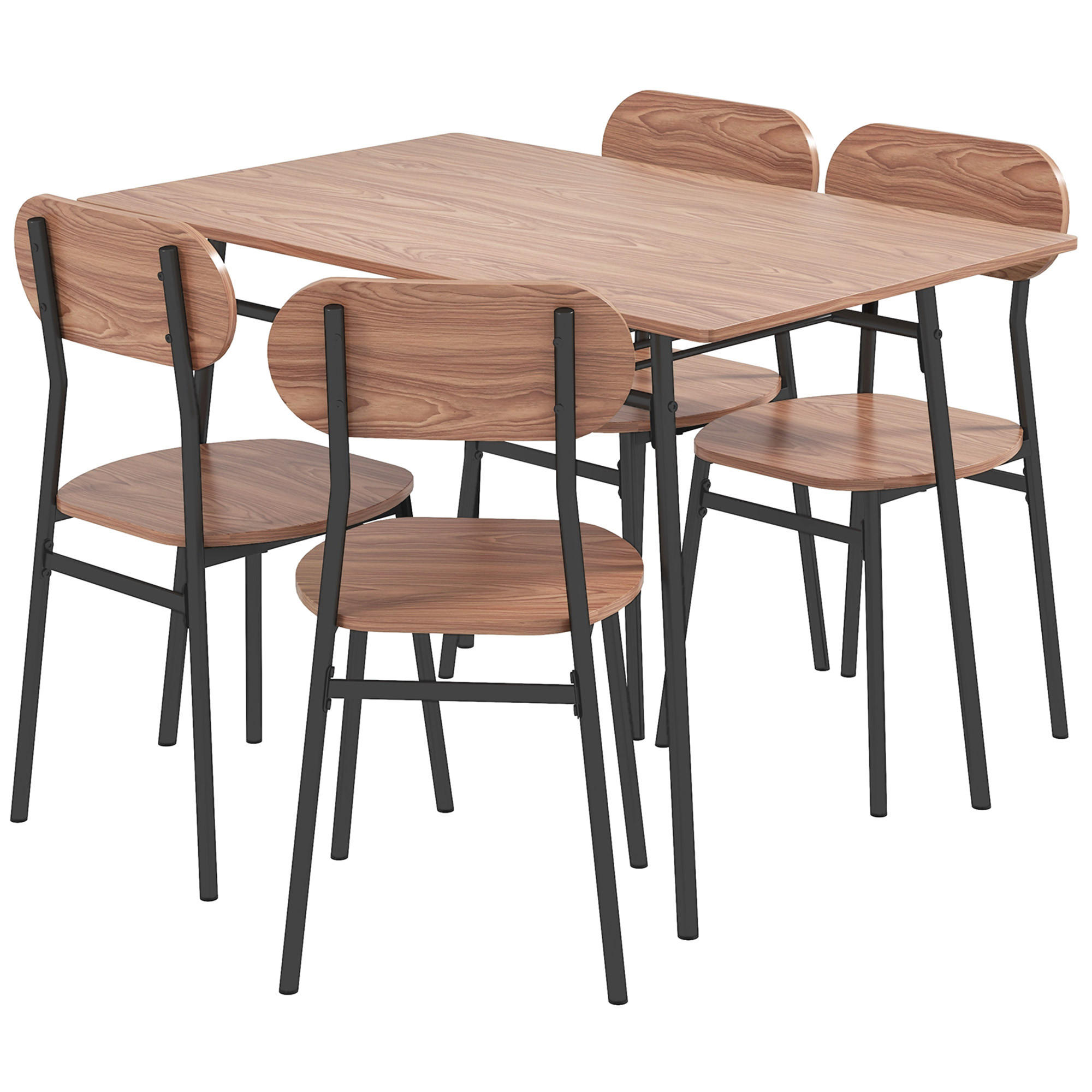 ESSGRUPPE, MDF, Stahl, Teak - Teakfarben, Kunststoff (70/75/110cm) - HOMCOM