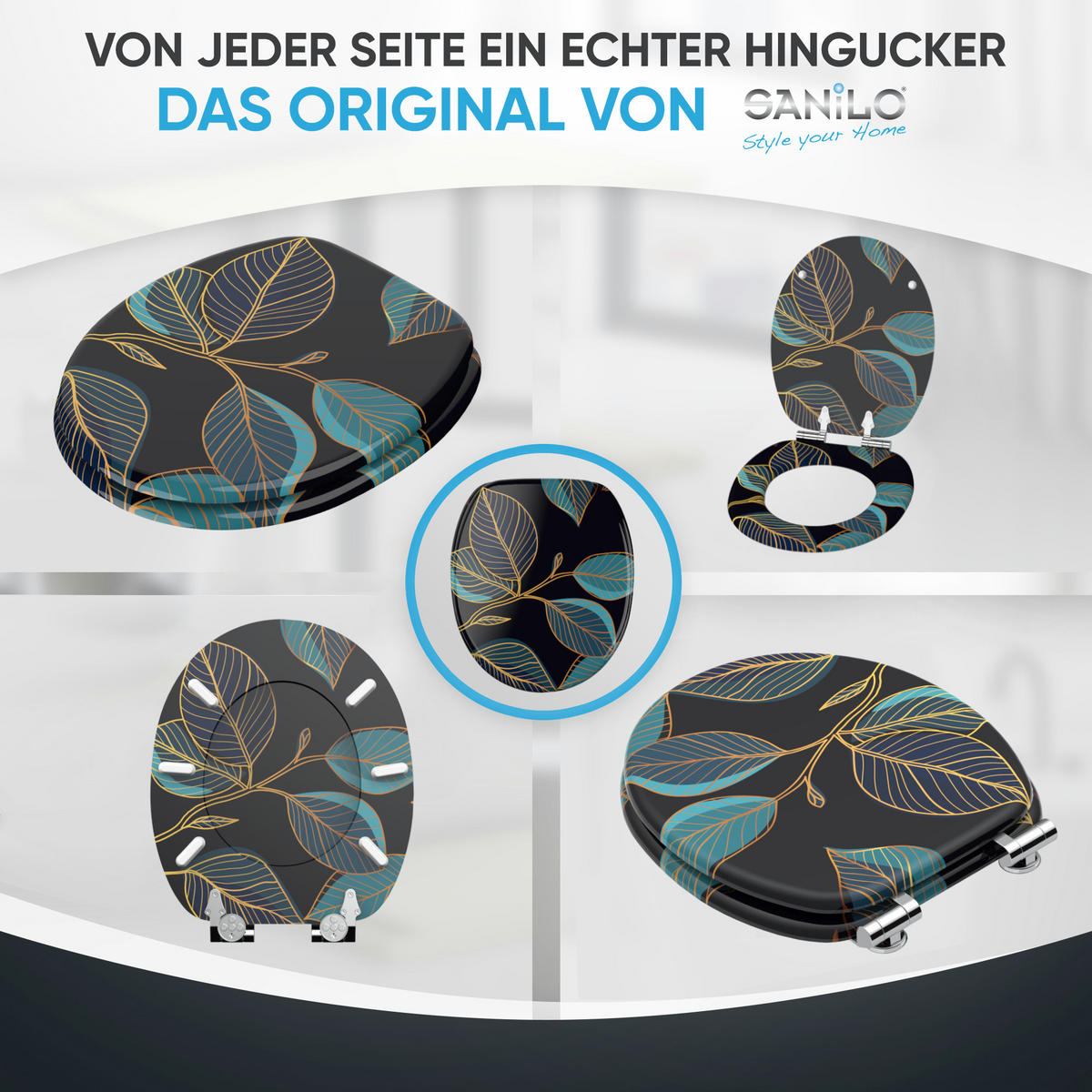 WC Sitz mit Absenkautomatik Tavira - Schwarz, Holzwerkstoff (38/6/47cm) - Sanilo