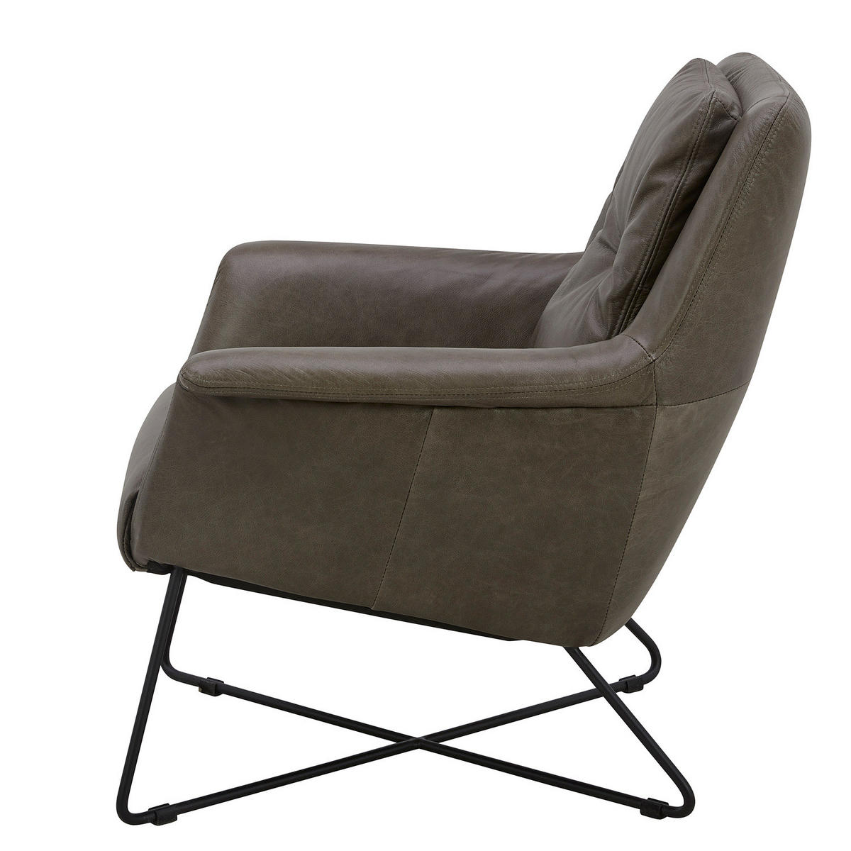 SESSEL - Schwarz/Braun, Leder/Metall (82/88/84cm) - home24