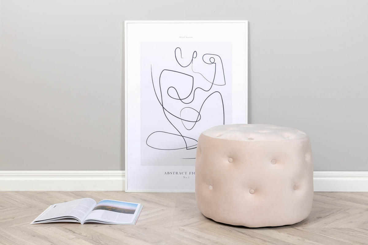 POUF Velour weiß - Weiß, Holzwerkstoff (55/44/55cm) - ebuy24