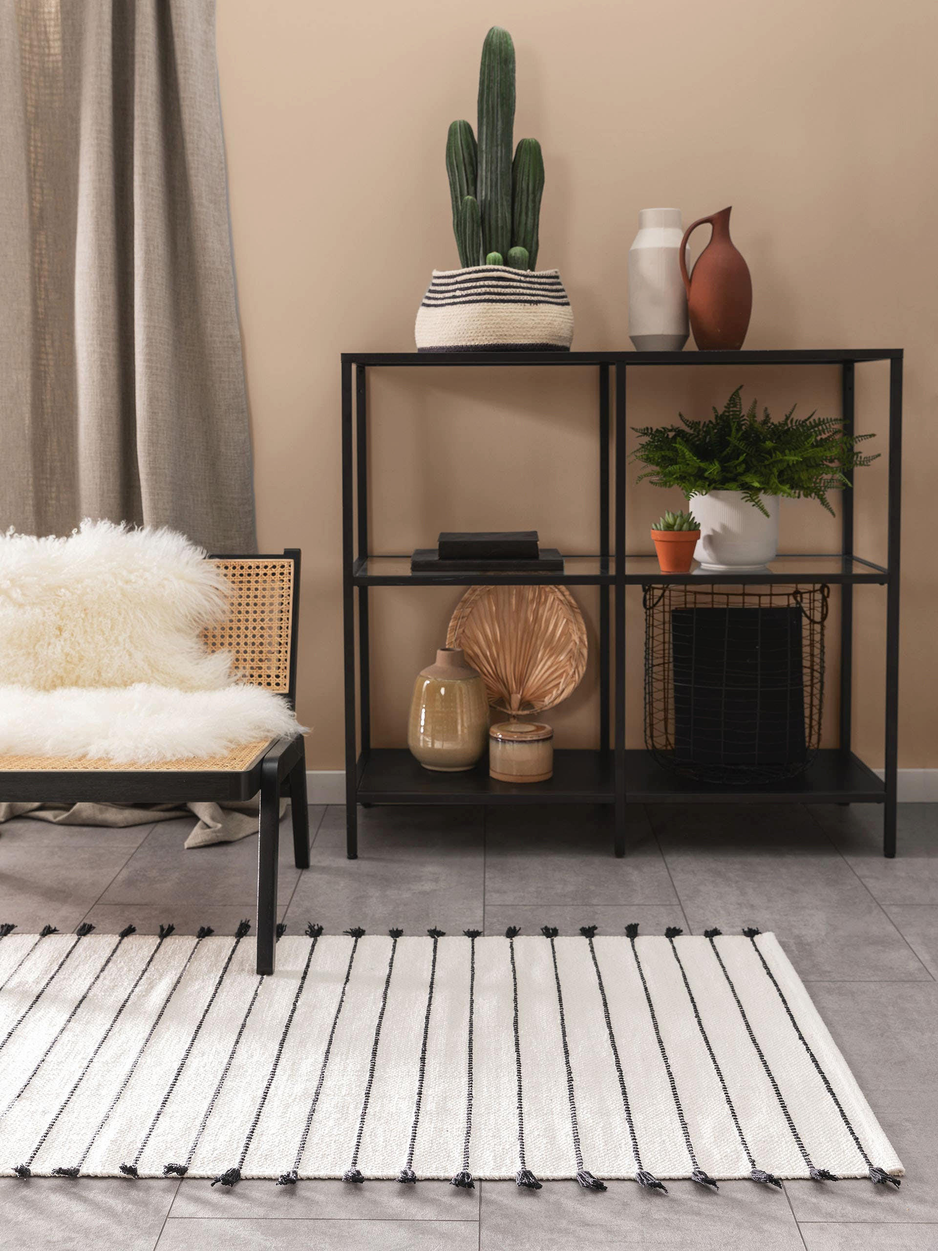 BAUMWOLLTEPPICH Bo Ivory 70x200 cm - Creme, Textil (70/200cm) - benuta Pop