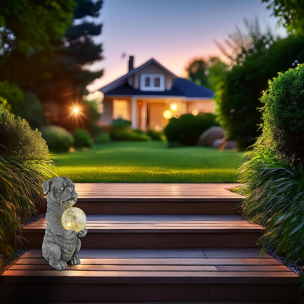 LED AUSSENLEUCHTE Hund Grau - Grau, Glas (17.5/13/29cm) - Globo Lighting