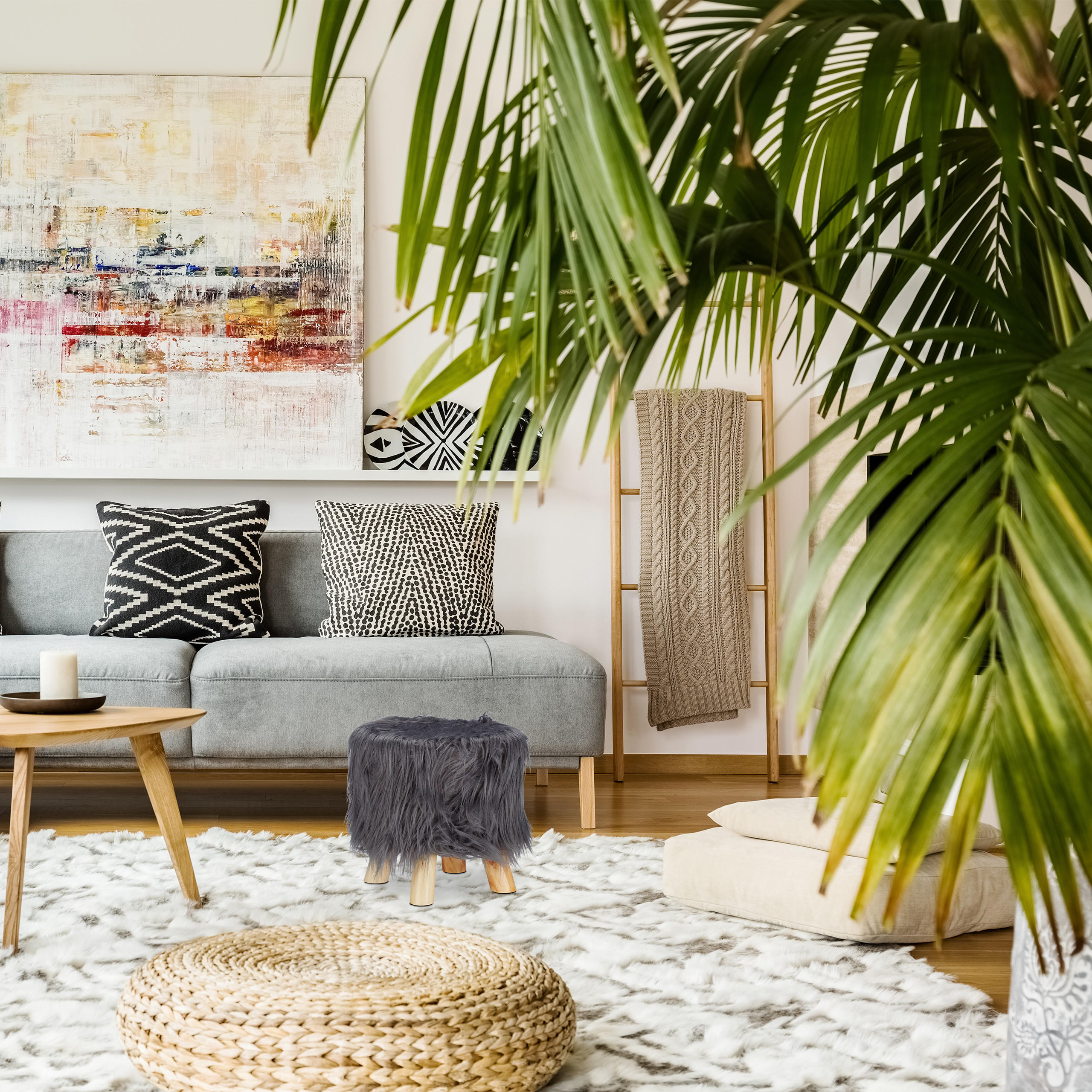 HOCKER - Grau, Holz/Holzwerkstoff (31/31/31cm) - Relaxdays