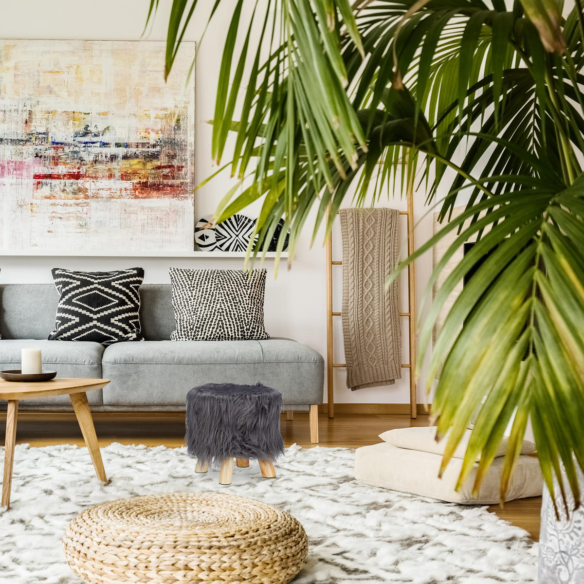 HOCKER - Grau, Holz/Holzwerkstoff (31/31/31cm) - Relaxdays