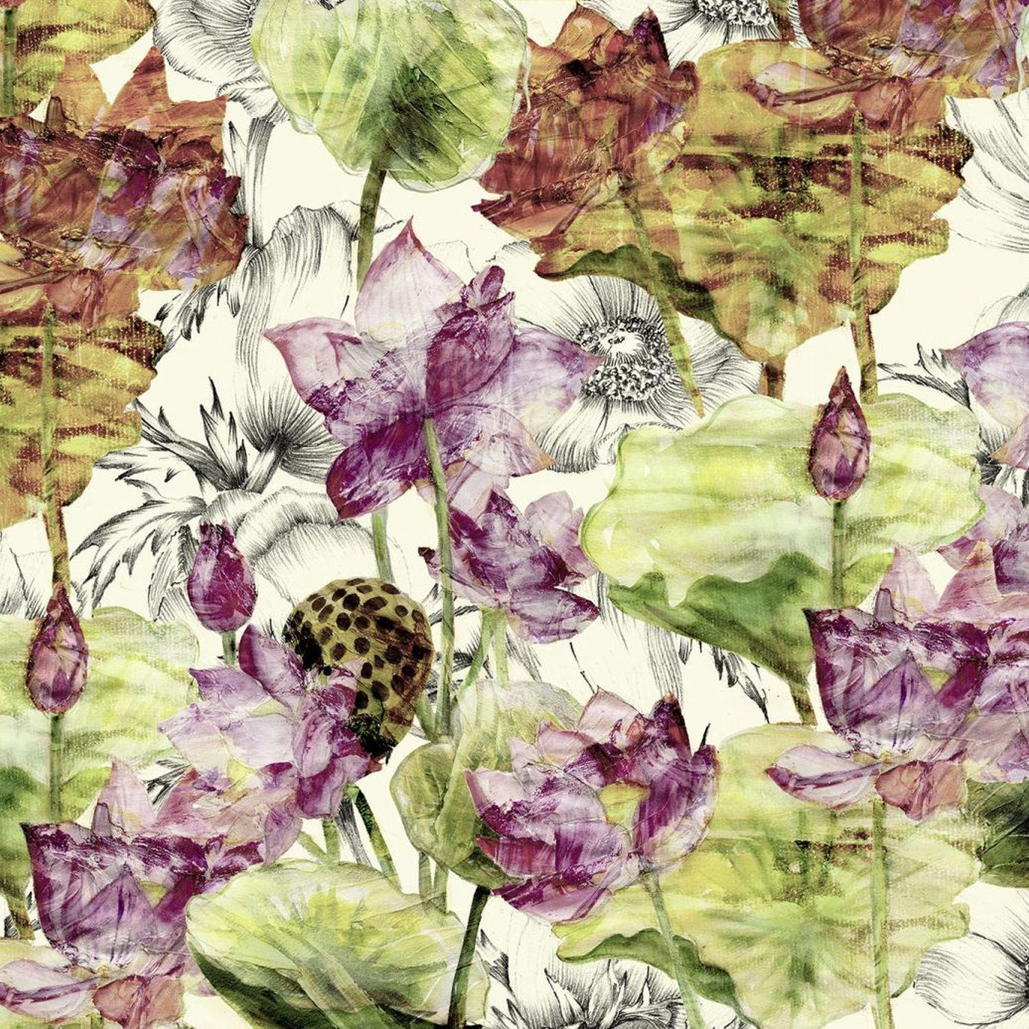 FOTOTAPETE Lotus 368 x 248 cm - Pink, Papier (368/248cm) - Sanders & Sanders