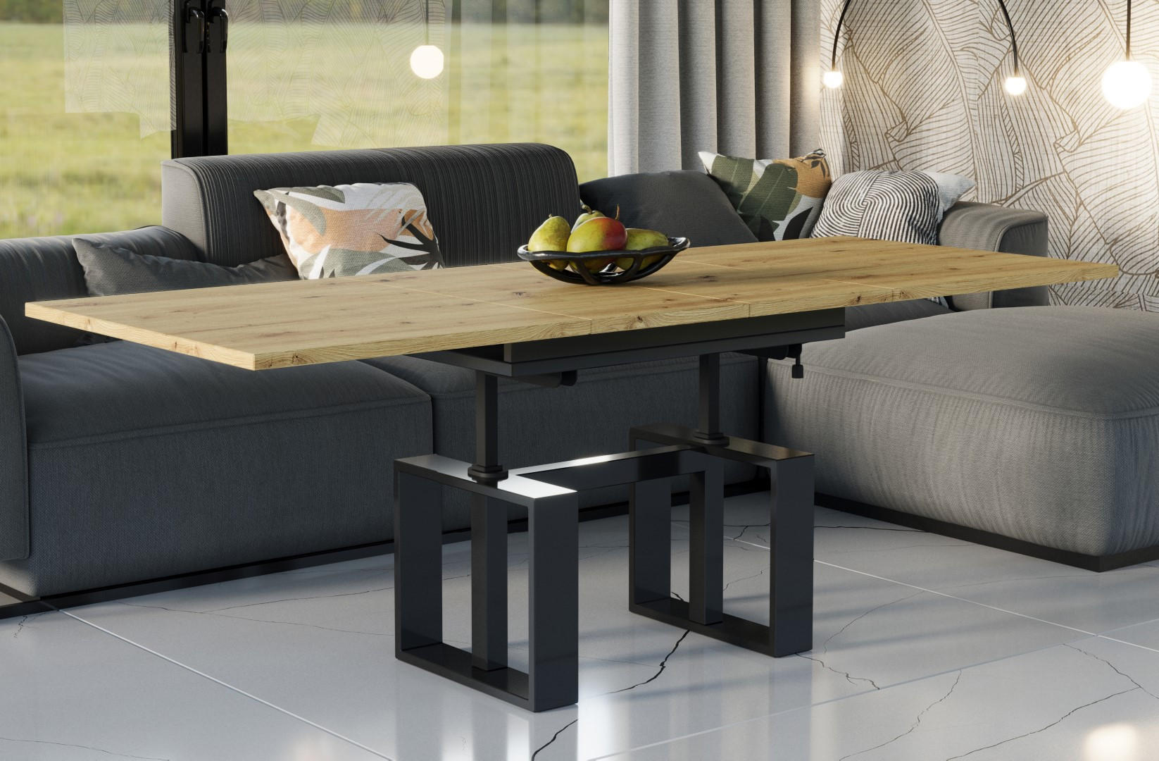 COUCHTISCH Empoli höhenverstellbar, ausziehbar bis 170 cm - Eiche Artisan, Holzwerkstoff (110/65/58cm) - Endo-Moebel