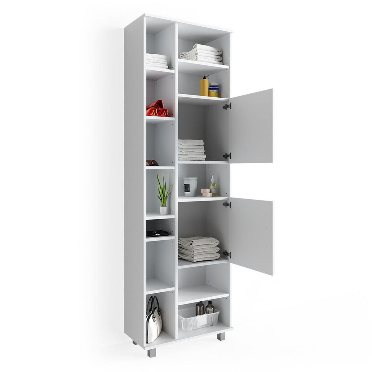 BADSCHRANK Ilias Weiß 60 x 190 cm - Weiß, Holzwerkstoff (60/190/30cm) - Vicco