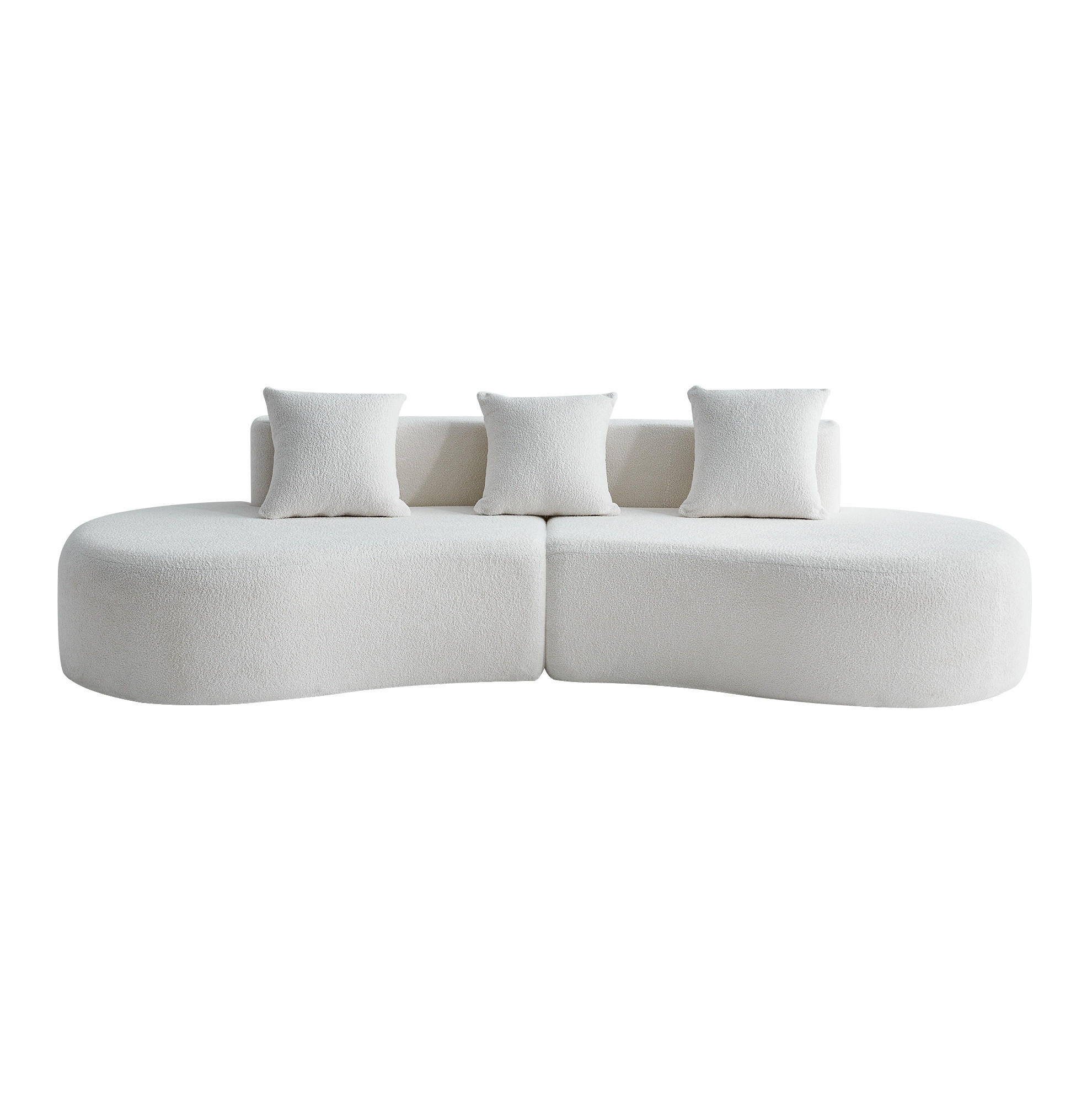 ECKSOFA modulare Form 277 x 103 cm Samt White 3-Sitzer - Weiß, Holzwerkstoff (103/68/277cm) - Meubliv