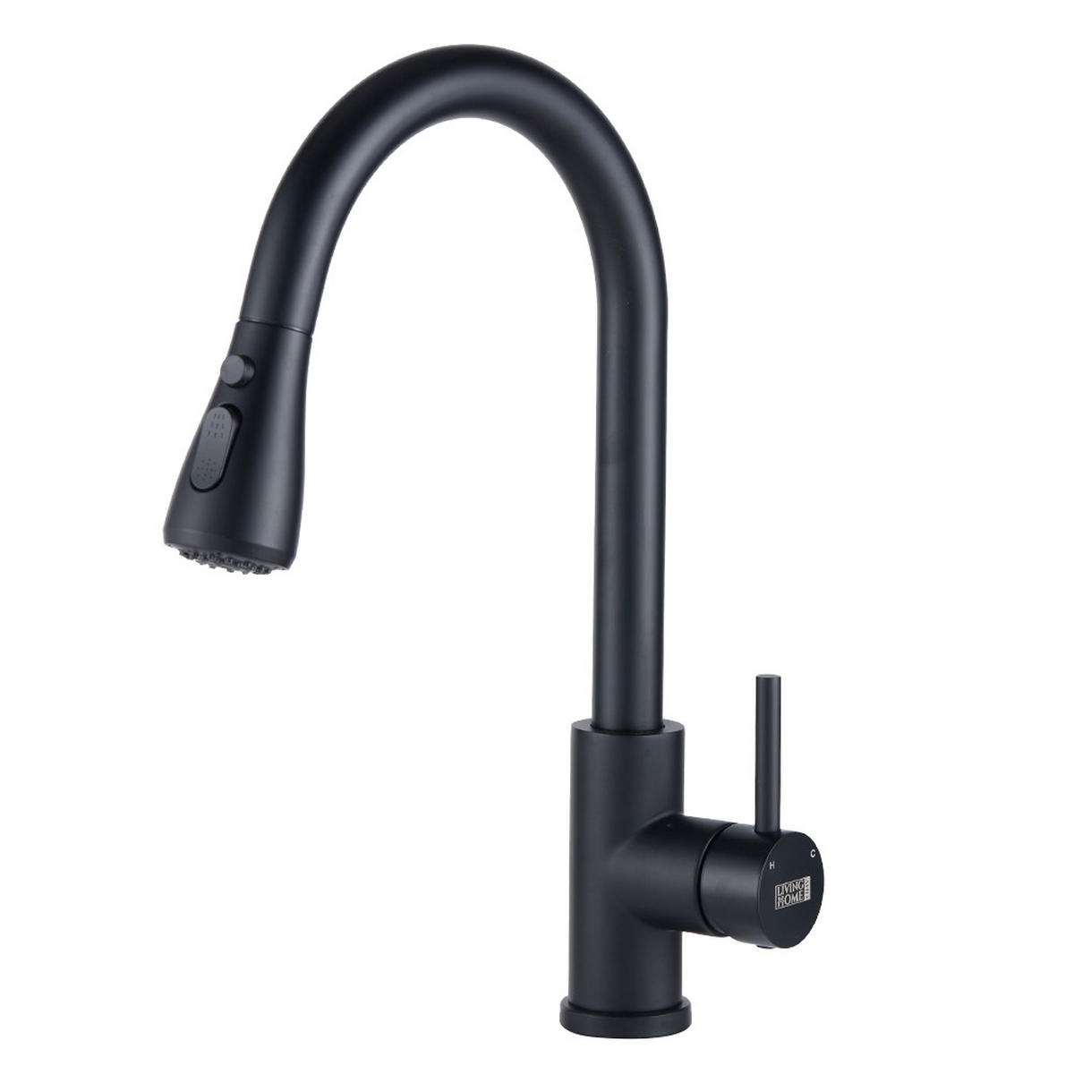 KÜCHENARMATUR Ausziehbar Brausekopf Einhandgriff Schwarz - Schwarz, Metall (26/38/5cm) - Livingandhome