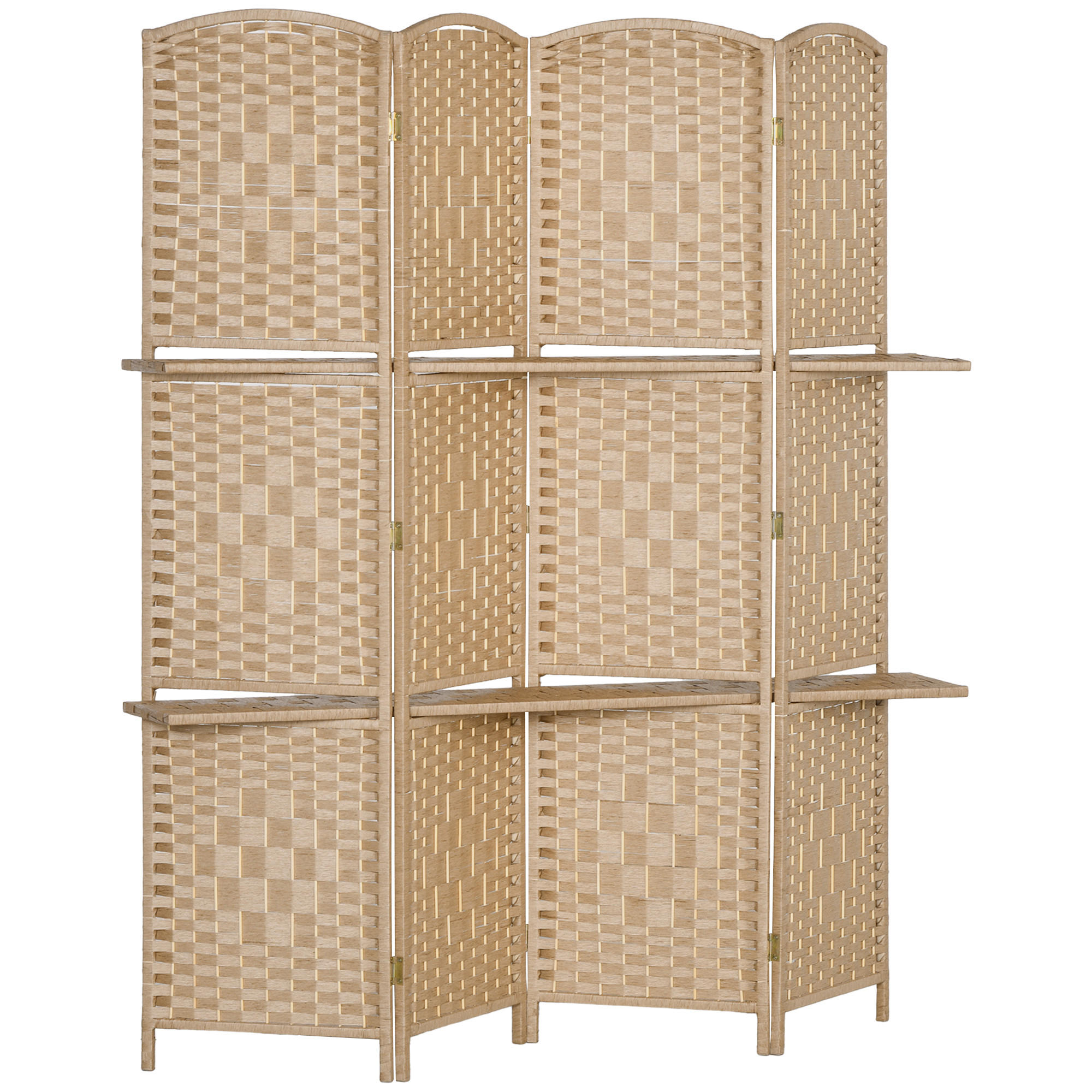 PARAVENT aus Papierfaser in Naturholz-Optik - Naturfarben, Holz/Papier (1.6/170cm) - HOMCOM