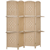 PARAVENT aus Papierfaser in Naturholz-Optik - Naturfarben, Holz/Papier (1.6/170cm) - HOMCOM