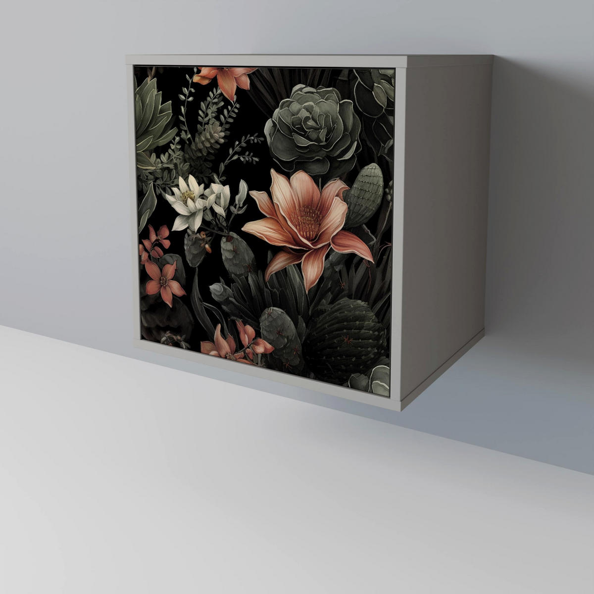 SIDEBOARD SECRET VERDURE, Grau, 57,5x42x75,5 cm, Goldfarbene Metallfüße - Goldfarben/Multicolor, Holzwerkstoff/Metall (57.5/75.5/42cm) - SpaceRebels
