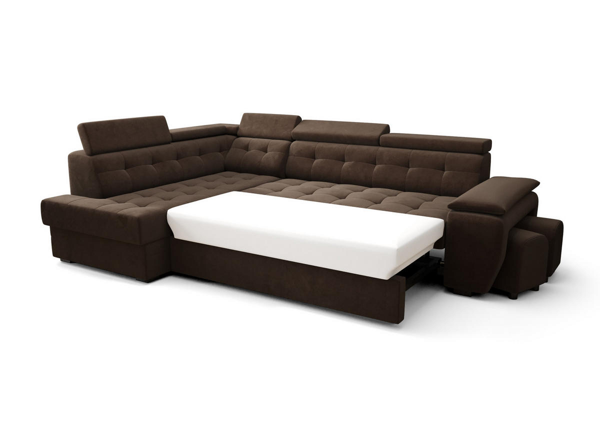 ECKSOFA KONGO RBN15, Eckcouch in L-Form mit Schlaffunktion, Farbe: Weiß, Kunstleder, Ottomane Links - Weiß, Textil (277/180cm) - O-Sofa