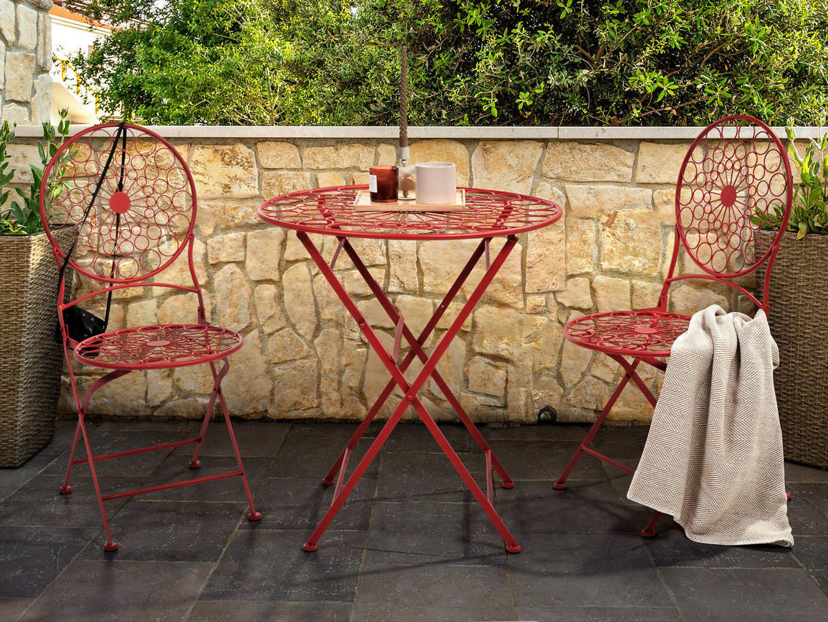 BALKONSET 2-Sitzer Metall rot Scario - Rot, Metall - Beliani