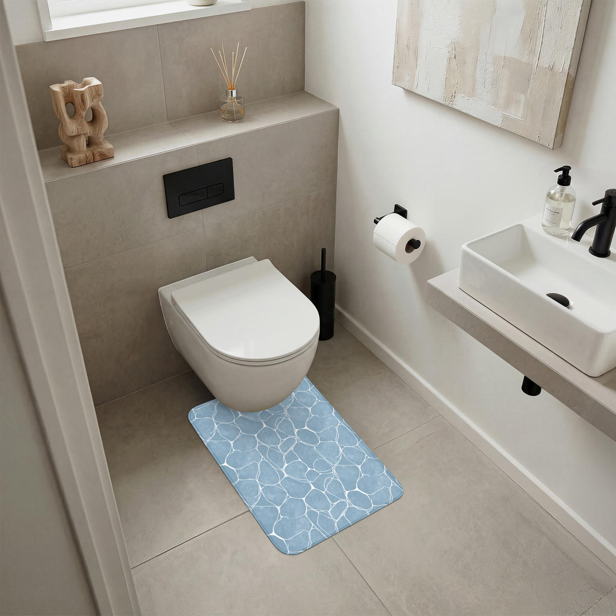 WC PŘEDLOŽKA Organic - vzor - modrá 40x60 cm - světle modrá, textil/plast (40/1cm) - OnlyWow