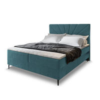 POSTEL BOXSPRING MURI 140x200 cm, s matrací a úložným prostorem, petrolejová - petrolejová, kov/kompozitní dřevo (140/200cm) - MASSENO