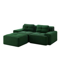 ECKSOFA aus Cord in Grün mit Tiefsitz - Grün, Textil (177/204cm) - Modfu