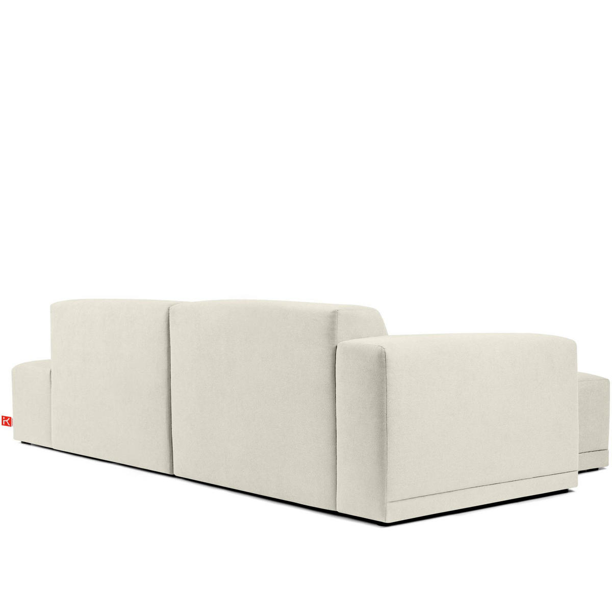 ECKSOFA LINKS MUDI in moderner Optik mit hochwertigem Kaltschaum, Cord-Stoff, Creme - Creme/Schwarz, Textil (280/160cm) - KONSIMO®