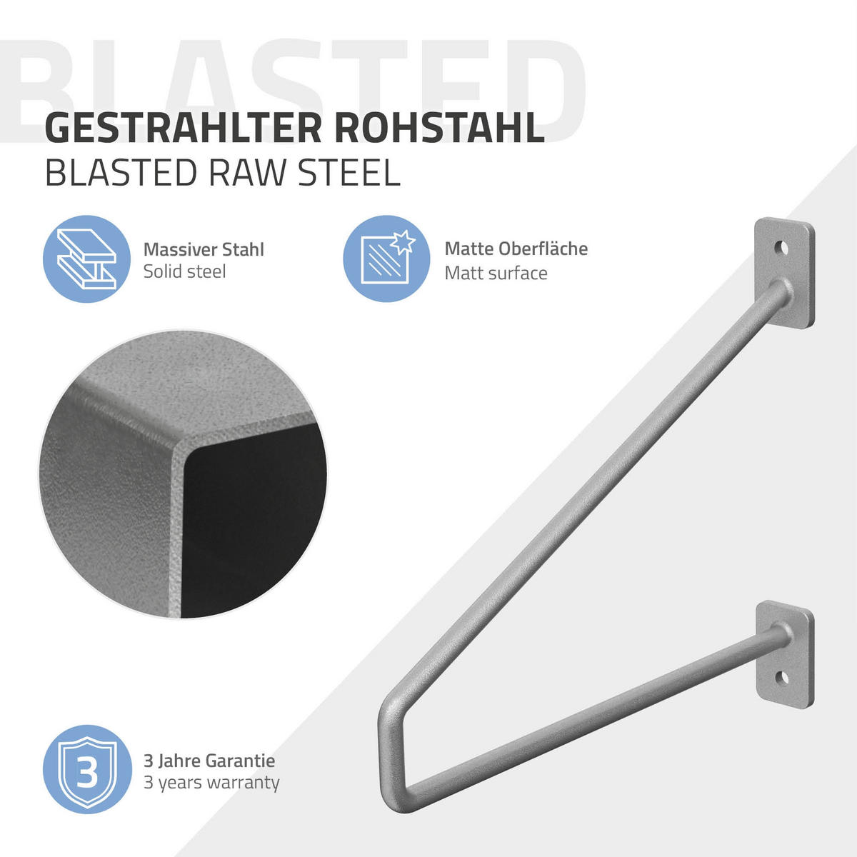 REGALHALTERUNG 2er Set 220mm Silber - Silberfarben, Metall (18/2.3/22cm) - ML-DESIGN