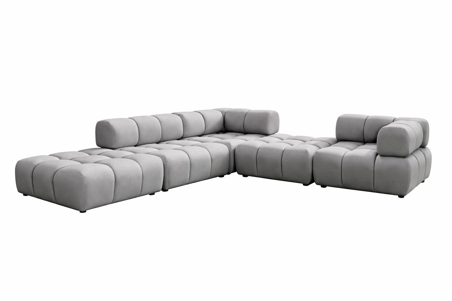 ECKSOFA Corner Modular, Veloursstoff Bluvel, Grau, Links, Bolla - Grau, Holz (288/288cm) - Kaiser Möbel
