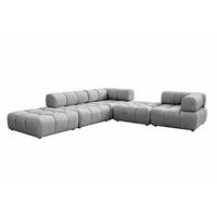 ECKSOFA Corner Modular, Veloursstoff Bluvel, Grau, Links, Bolla - Grau, Holz (288/288cm) - Kaiser Möbel