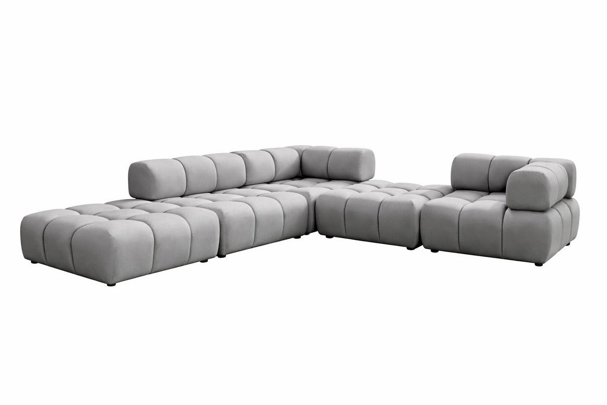 ECKSOFA Corner Modular, Veloursstoff Bluvel, Grau, Links, Bolla - Grau, Holz (288/288cm) - Kaiser Möbel