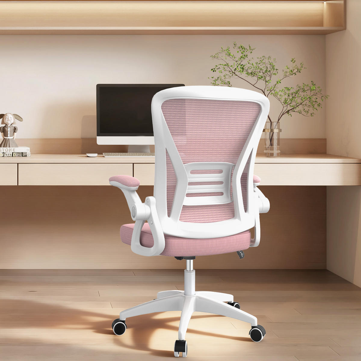 BÜROSTUHL Pink ergonomisch mit S-förmiger Rückenlehne - Pink, Metall (23/52/62cm) - Rattrix