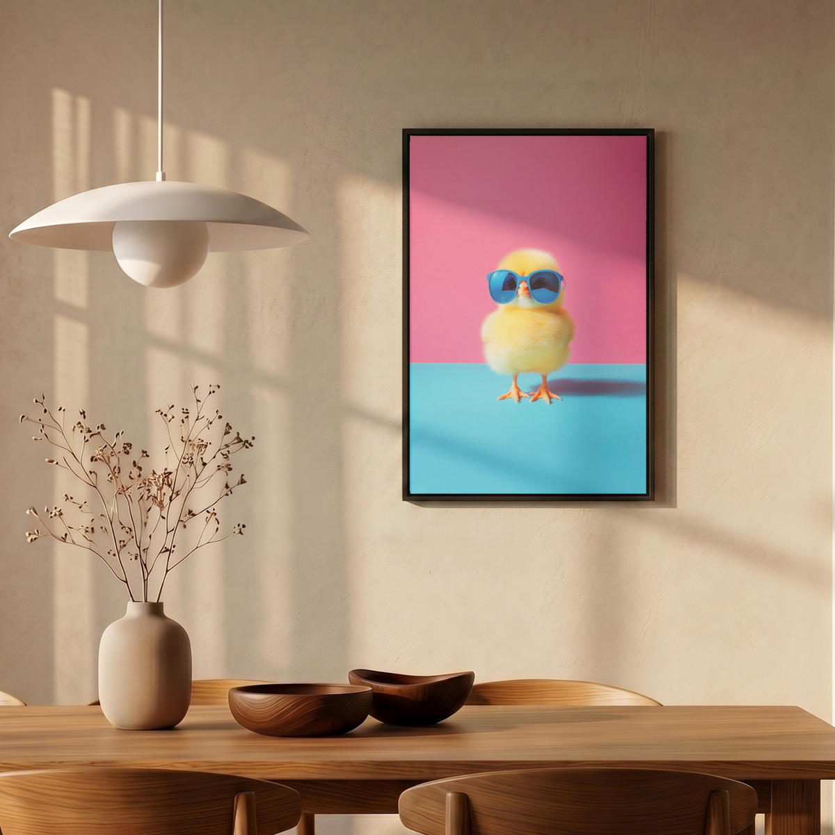 LEINWAND Bilder mit Rahmen - Chick - Sonnenbrille - Blau - 40x60 - Pink, Textil (40/60cm) - MuchoWow