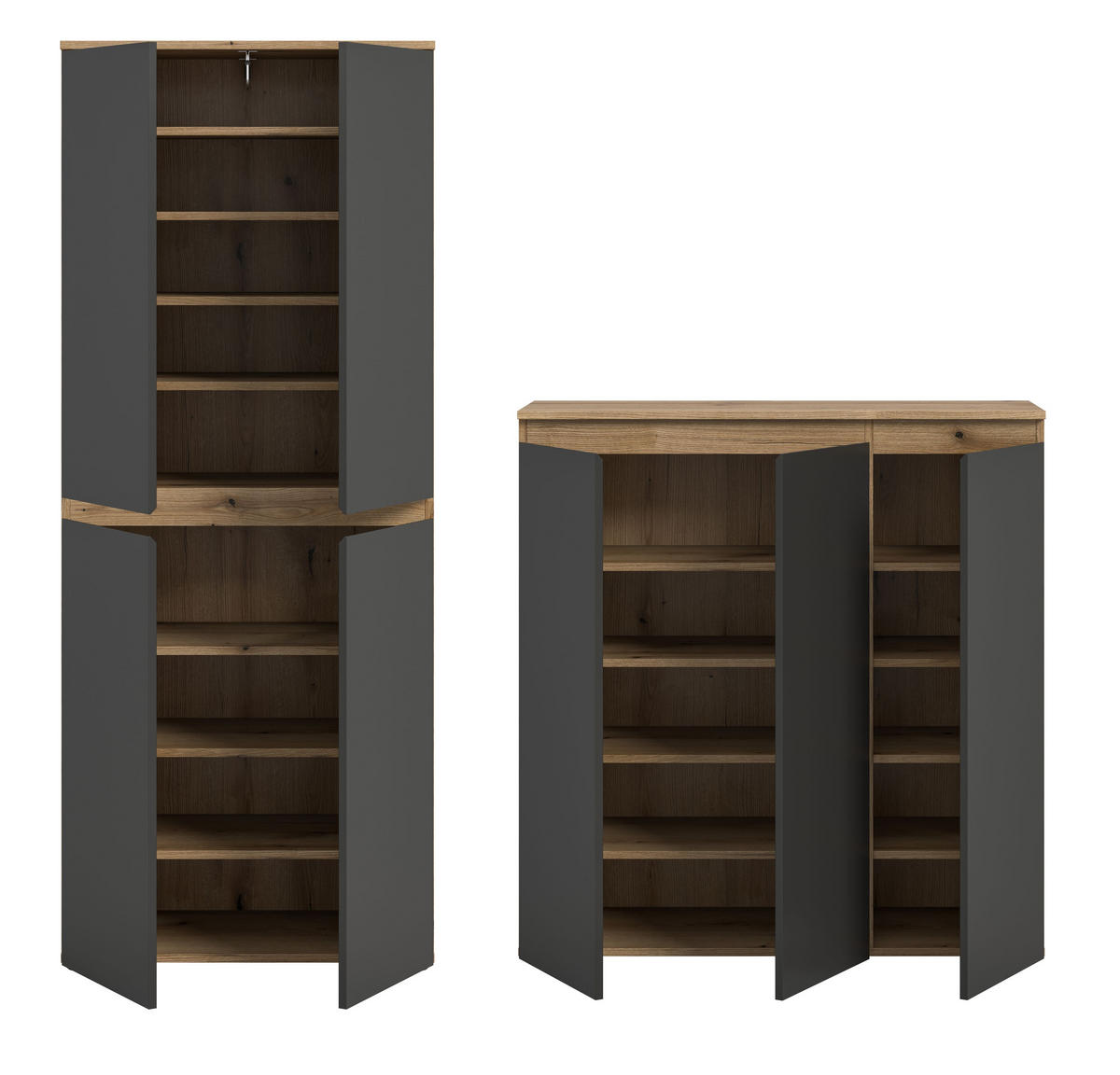 UNIVERSALSCHRANK SCARPA 2-tlg. (B/H/T: ca. 190/175/37 cm) in Evoke Oak Nachbildung/anthrazit - Eichefarben, Holzwerkstoff (190/175/37cm)