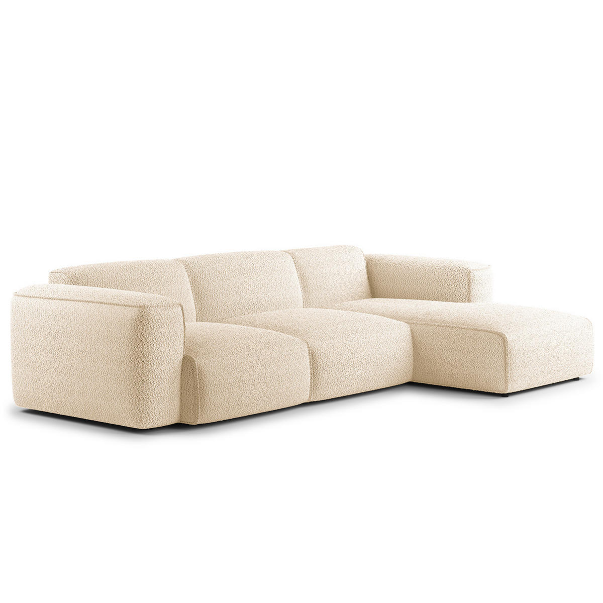 3-SITZER ECKSOFA mit Longchair - Beige/Schwarz, Kunststoff/Textil (284/173cm) - home24