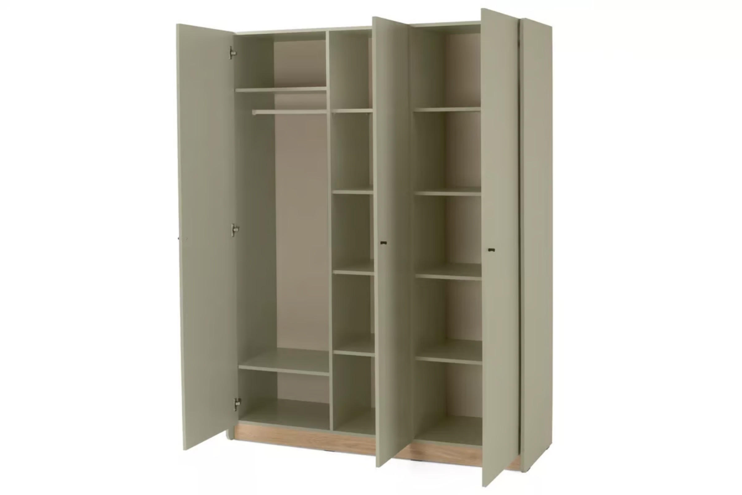 KINDERKLEIDERSCHRANK ALBI 01 dreitürig 145/52/195 in Eukalyptus / Baltic Düne Eiche - Alteiche/Eukalyptusholzfarben, Holzwerkstoff (145/195/52cm) - Deine Möbel 24