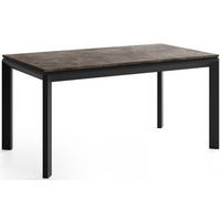 ESSTISCH Elan rechteckig ausziehbar verlängerbar mit Schwarzen Metallbeinen, Beton Dunkelgrau 160-250/90/76 cm - Dunkelgrau/Schwarz, Holzwerkstoff/Metall (90/250/76cm) - WFL GROUP