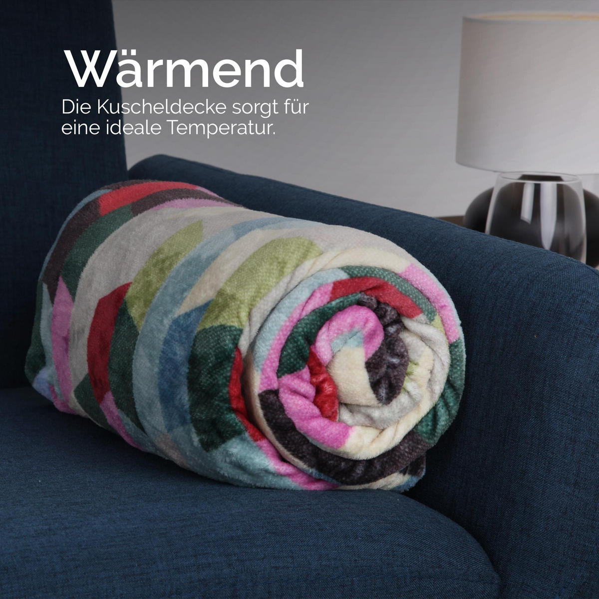 KUSCHELDECKE mit Cashmere-Touch 150x200 cm Trapez - Türkis/Multicolor, Textil (150/200cm) - Bestlivings