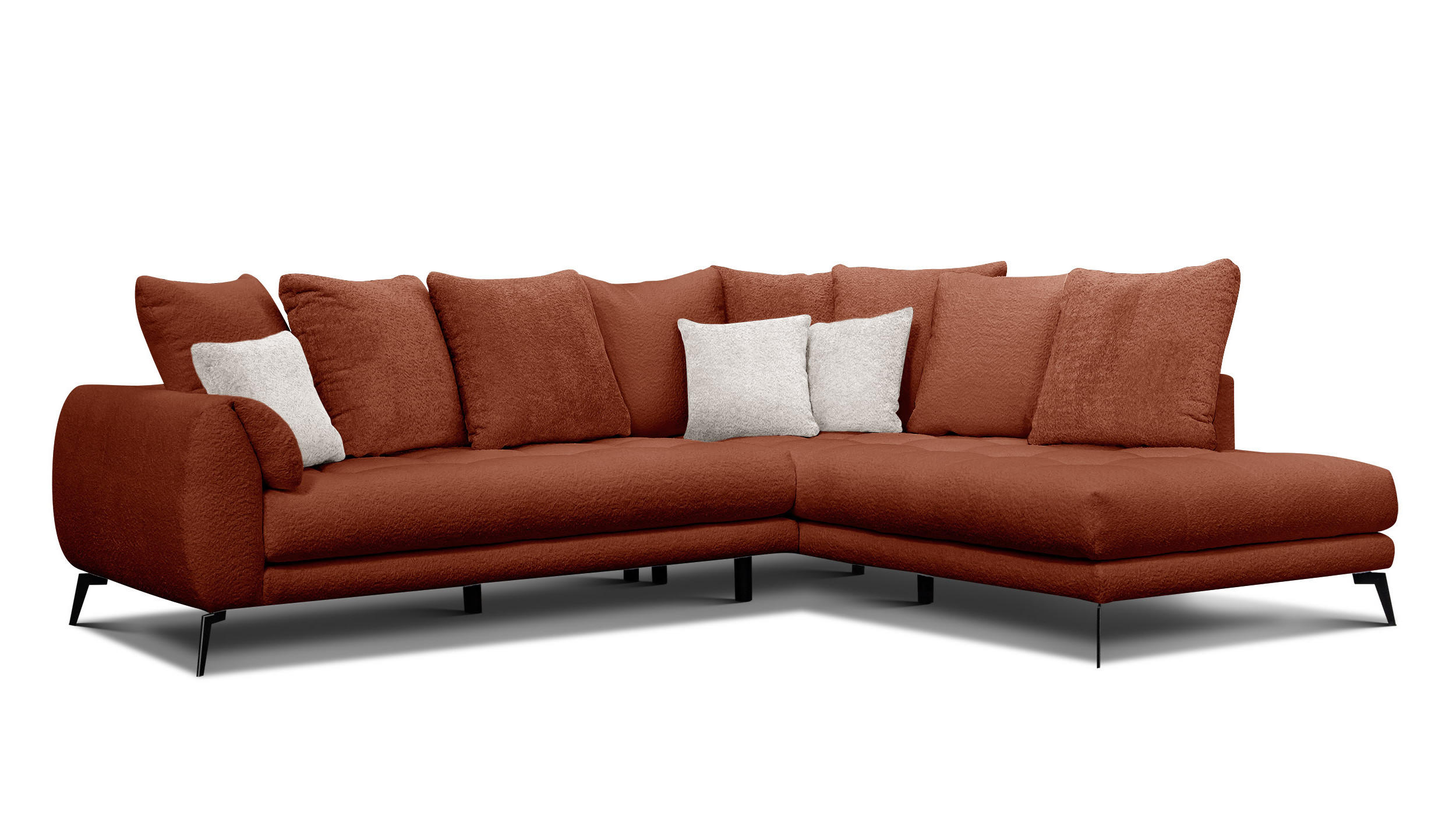 ECKSOFA CALME 5-Sitzer, dunkelorange - Dunkelorange, Holz/Textil (294/229cm) - Courtois Laville