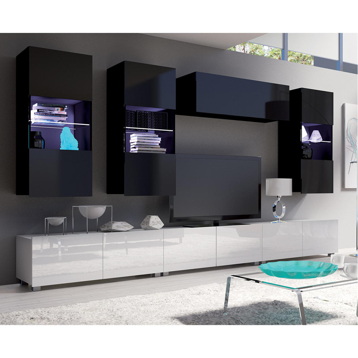 VITRINE Cairns-132 - Schwarz, Holzwerkstoff (45/117/32cm) - Lomado