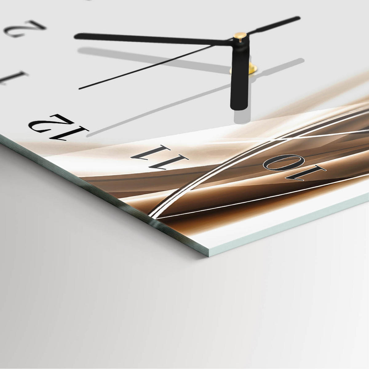 WANDUHR 60x30 cm - Abstraktion - Beige, Glas (30/60/0.4cm) - TULUP