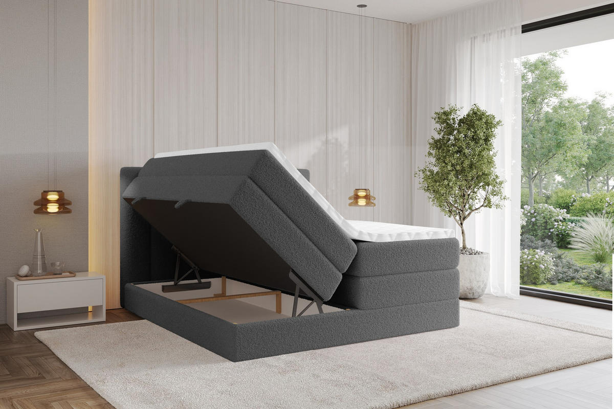 BOXSPRINGOVÁ POSTEL s matrací H3/H4 - OTTA KING - 120x200 cm Šedá - šedobéžová, kompozitní dřevo (120/200cm) - ALTDECOR